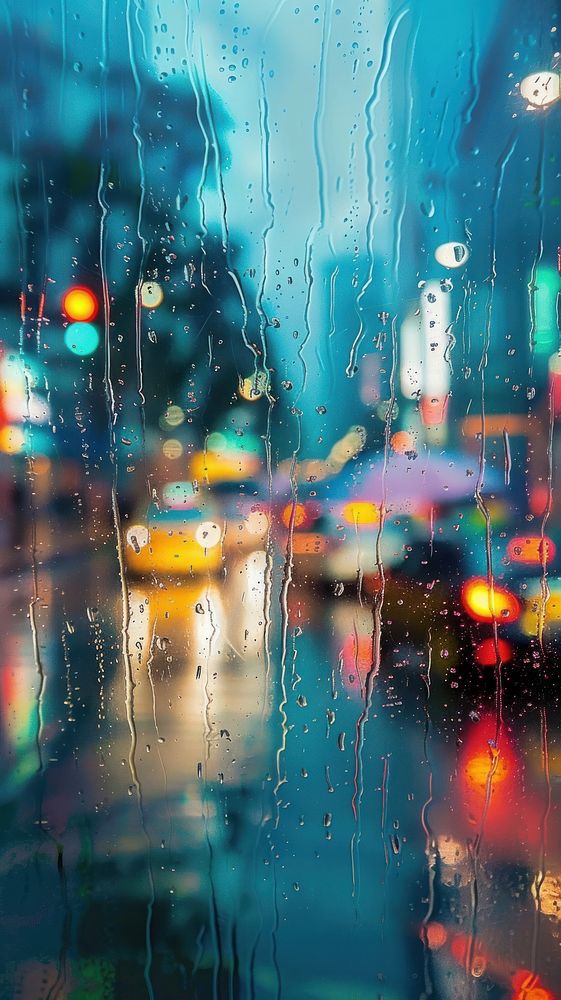 Rain scene with city outdoors light glass.