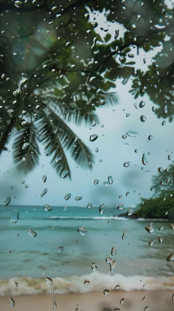 Rain scene with beach outdoors nature plant.