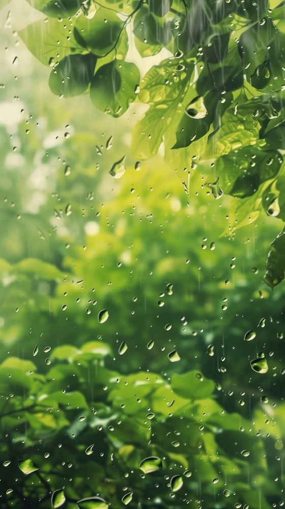 Rain scene with natural outdoors nature plant.