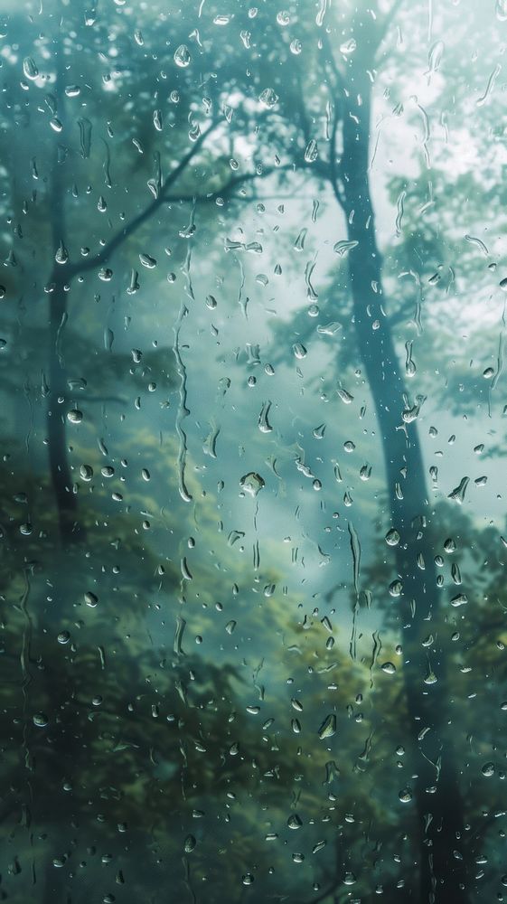Rain scene with natural outdoors nature forest.