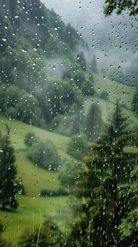 Rain scene with switzerlandl landscape outdoors nature.