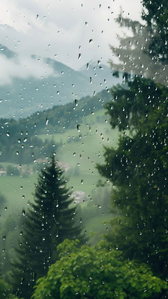 Rain scene with switzerlandl landscape outdoors nature.
