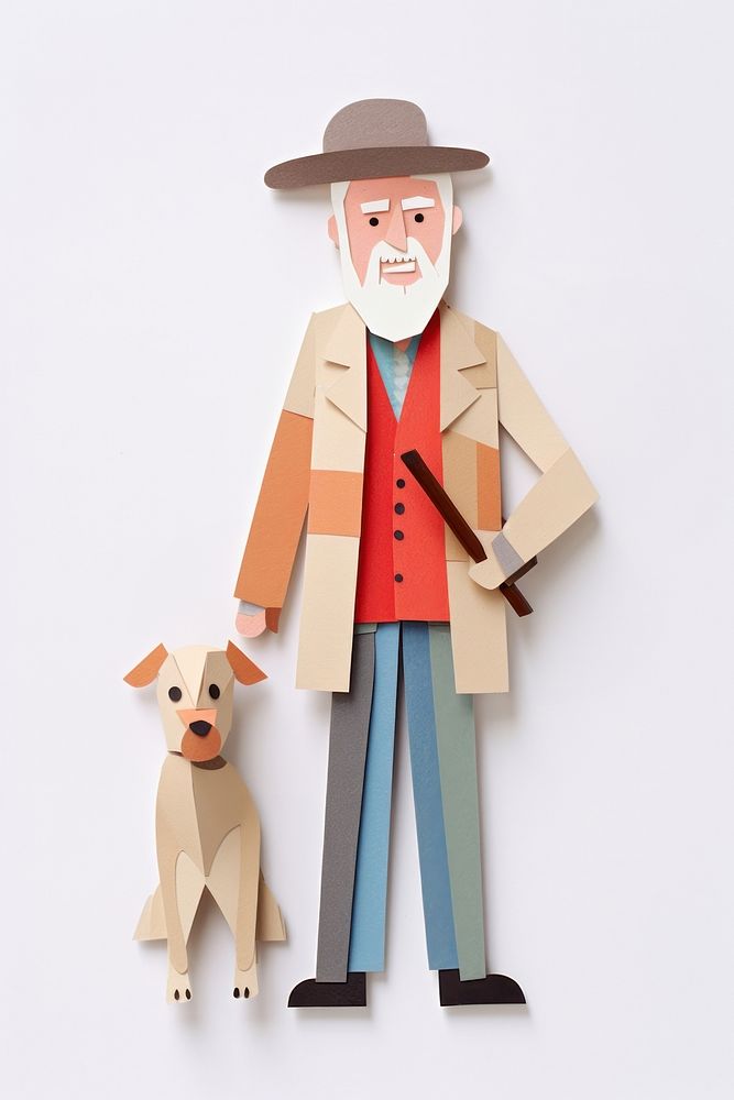 Old man with dog art anthropomorphic representation.