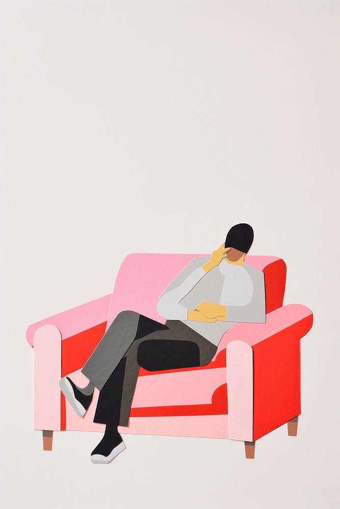 Men sitting in sofa furniture armchair painting.