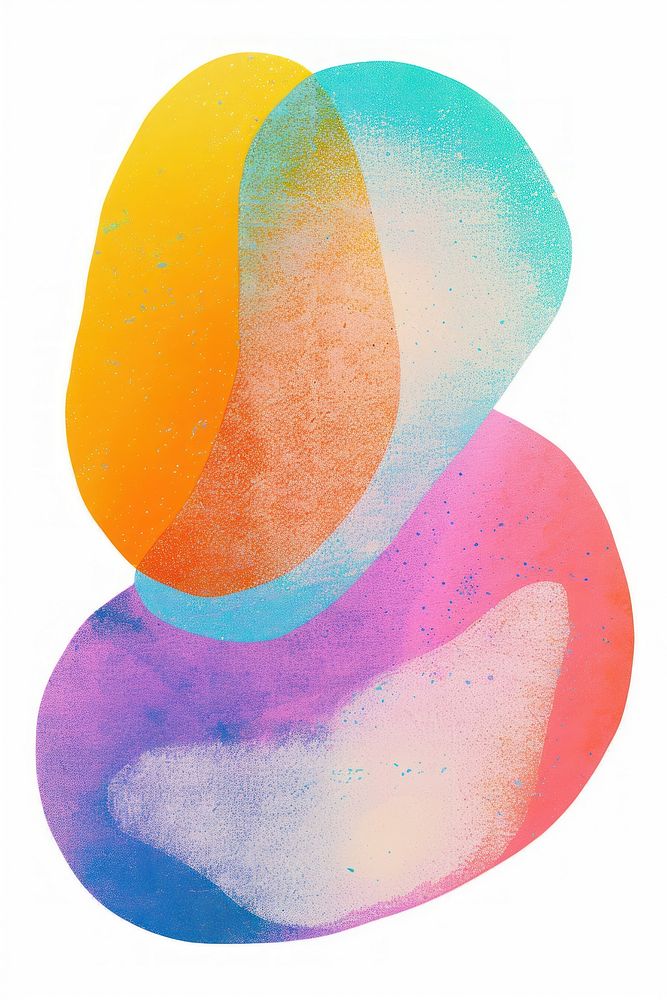 Abstract shaped Risograph style white background creativity painting.