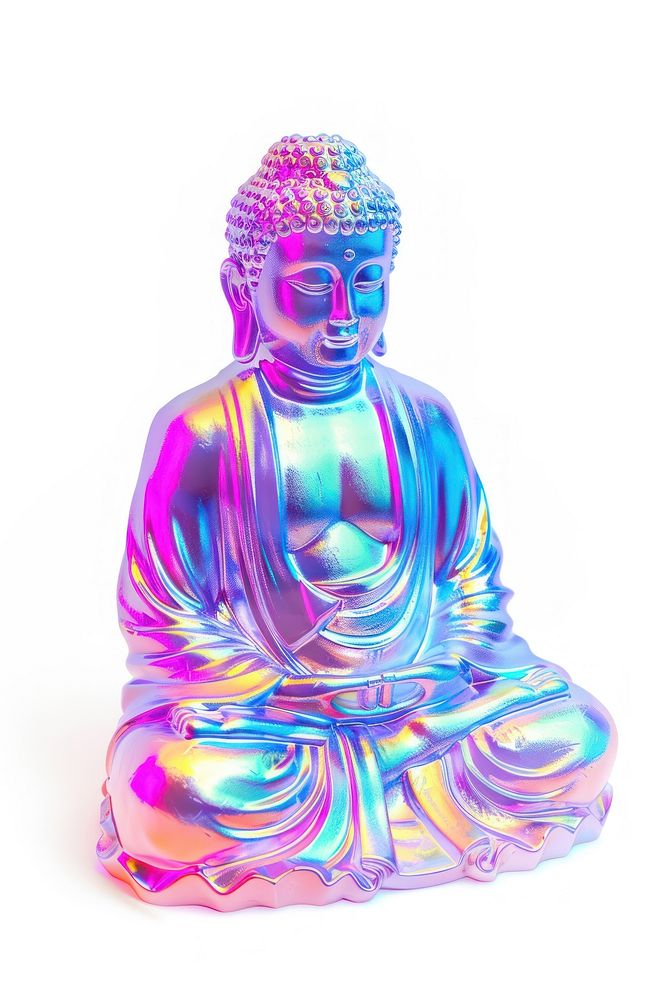 Buddha Risograph style buddha white background representation.