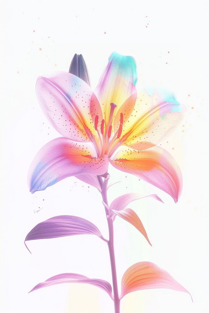 Lily Risograph style flower petal plant.