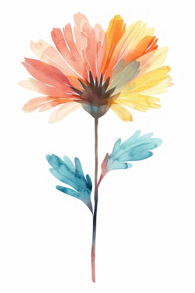 Sunflower Risograph style painting petal plant.