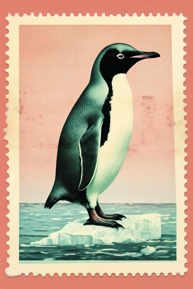 Penguin Risograph style penguin animal bird.