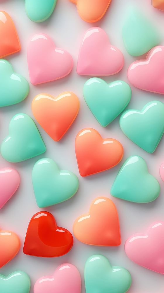 3d jelly heart confectionery backgrounds pattern.