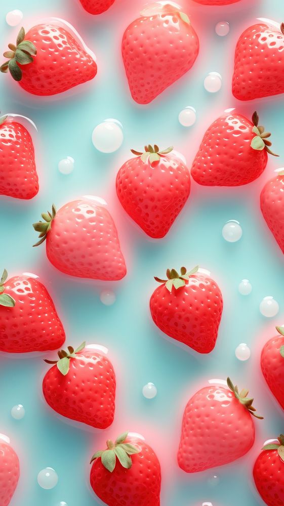 3d jelly strawberries backgrounds strawberry pattern.