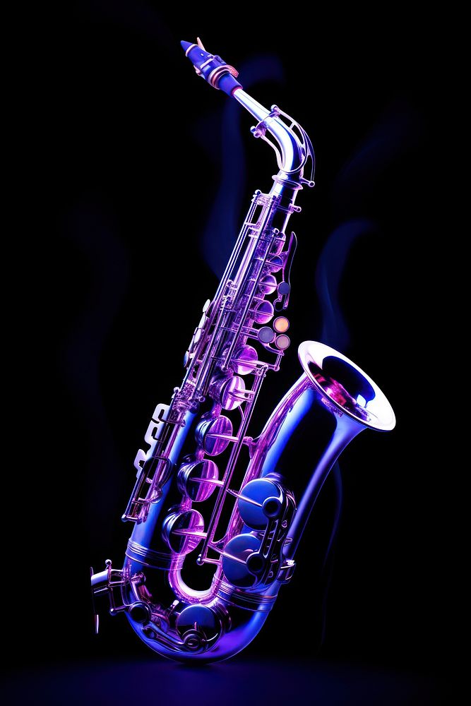 Neon Saxophone saxophone black background performance.