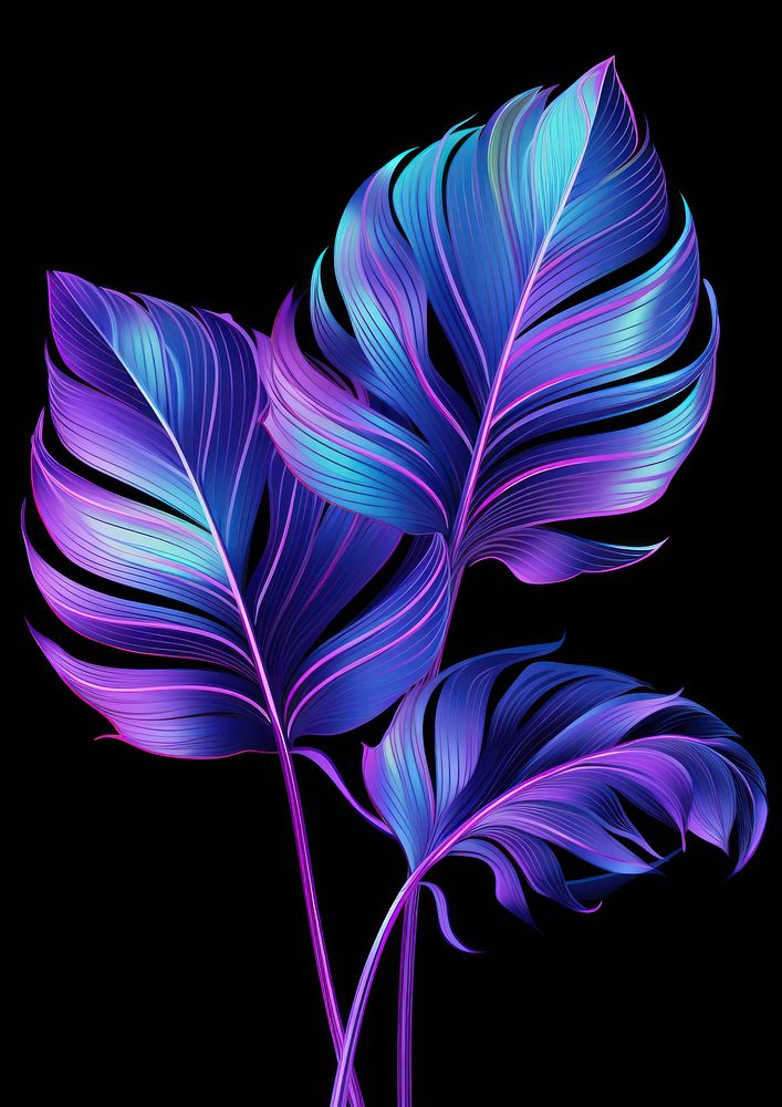 Neon tropical leaves pattern purple violet.