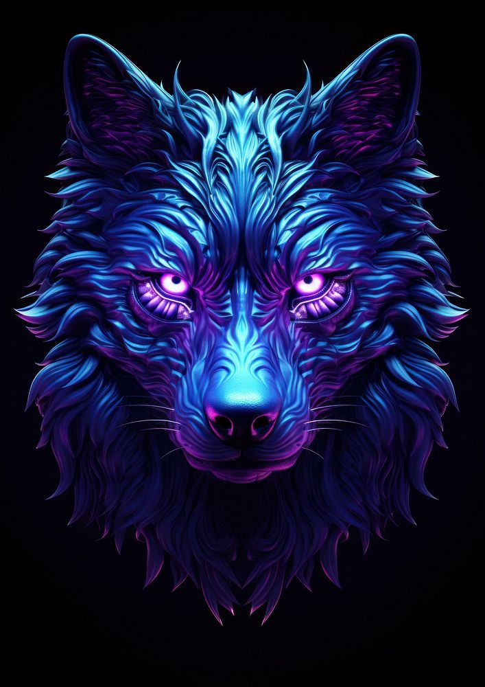 Neon wolf animal mammal purple.