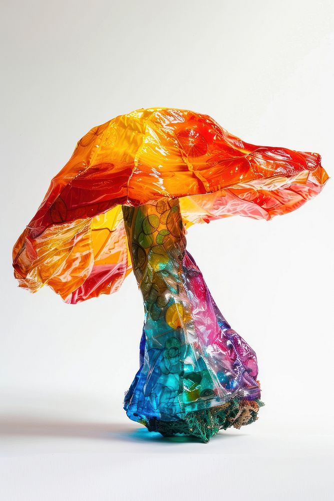 Mushroom made from polyethylene art white background creativity.