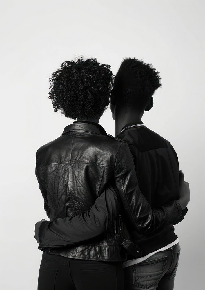 Black Couple in love jacket adult white.