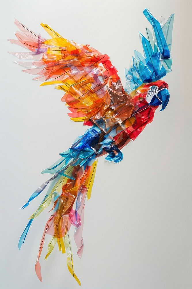 Parrot made from polyethylene animal bird art.
