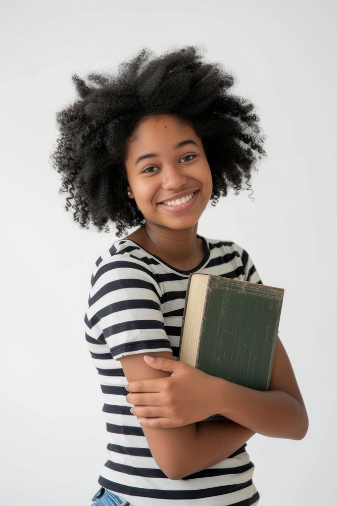 Young woman smile happy book.