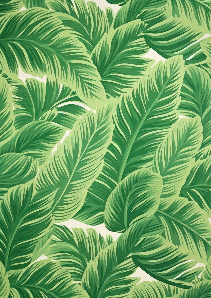Plant pattern Risograph style green nature leaf.