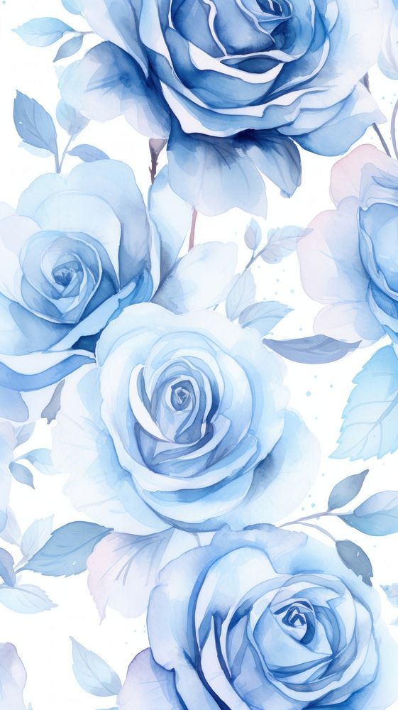 Blue rose wallpaper pattern flower plant.