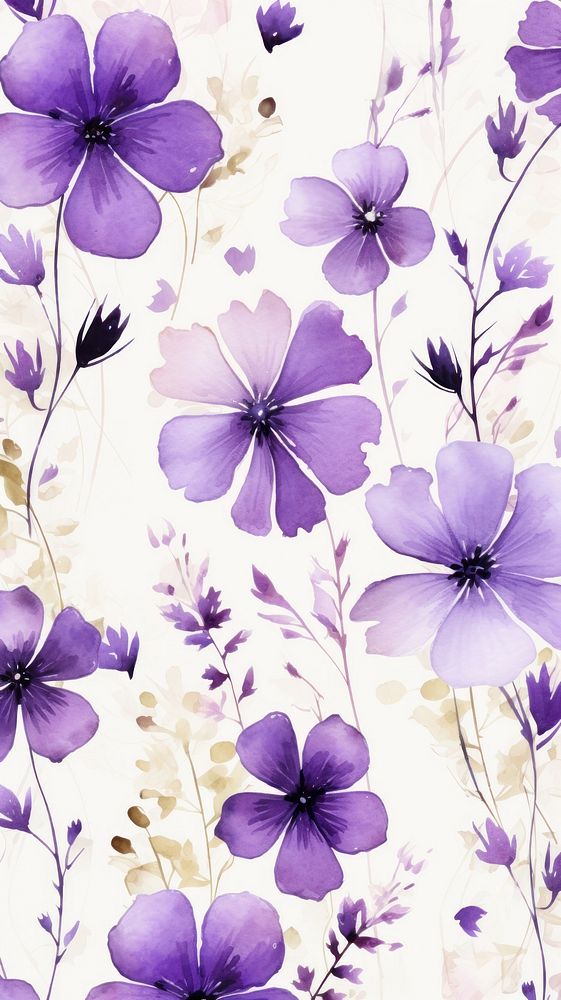 Purple flowers wallpaper blossom pattern petal.
