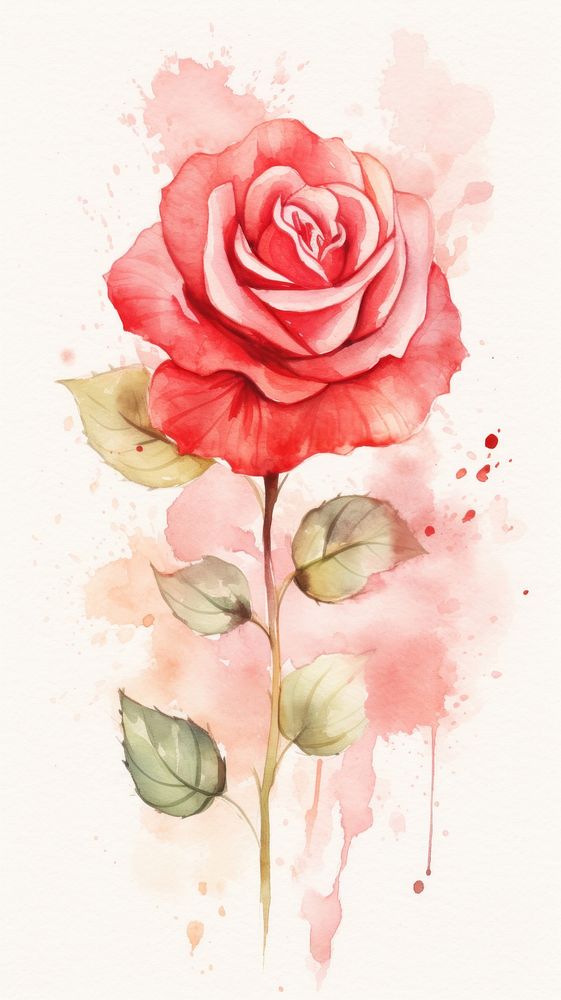 Wallpaper red rose painting flower plant.
