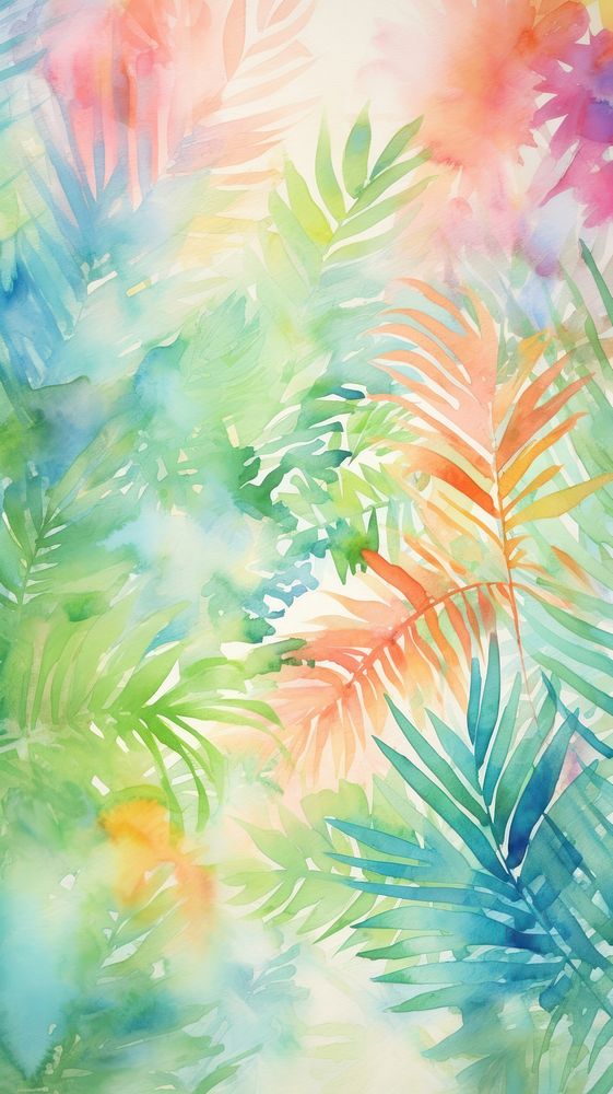 Tropical Floral wallpaper painting outdoors pattern.