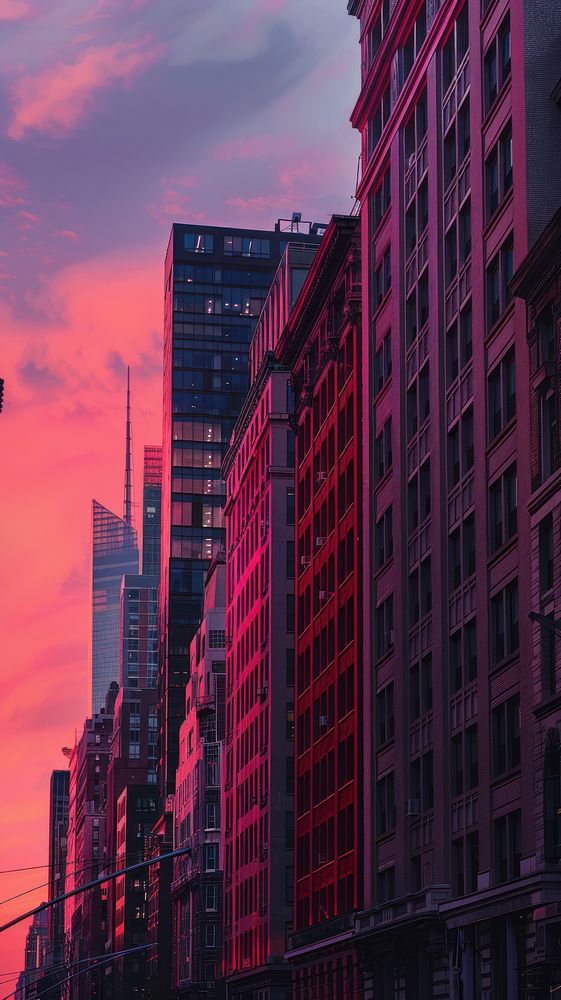 Bold color minimal new york city architecture sky cityscape.