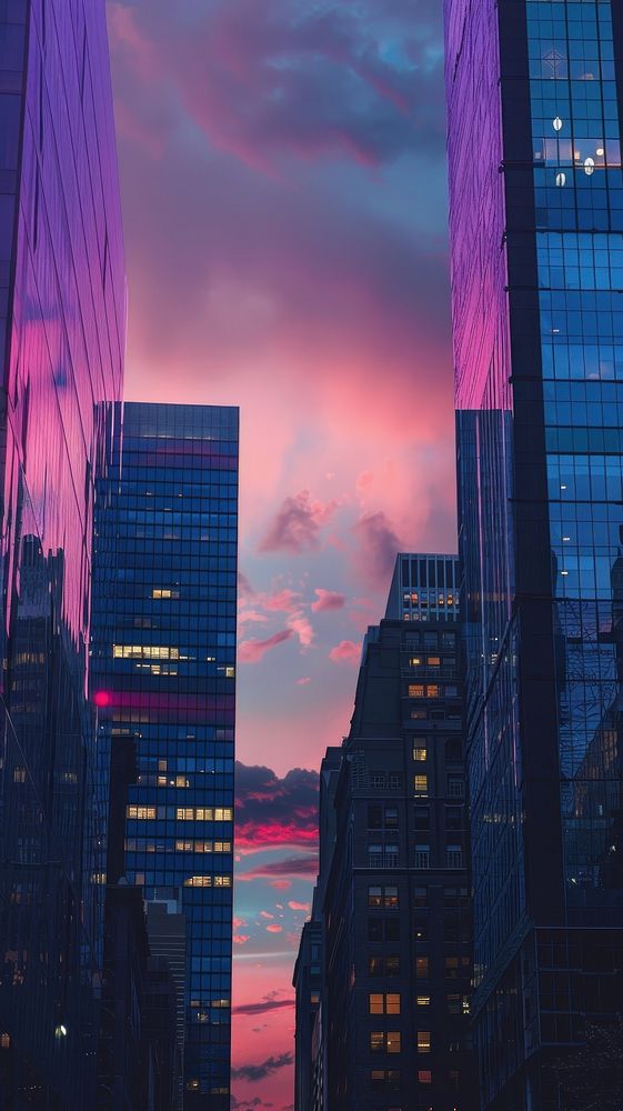 Bold color minimal new york city architecture sky metropolis.