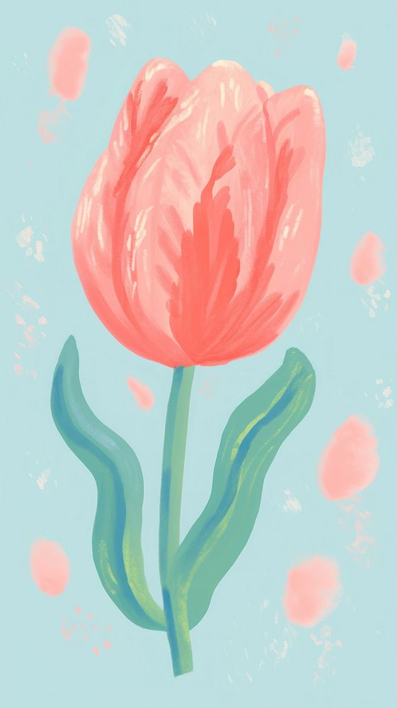 Cute tulip painting flower plant.