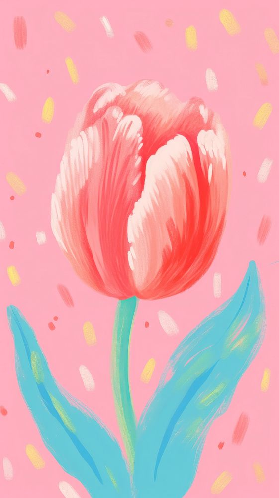Cute tulip painting flower petal.
