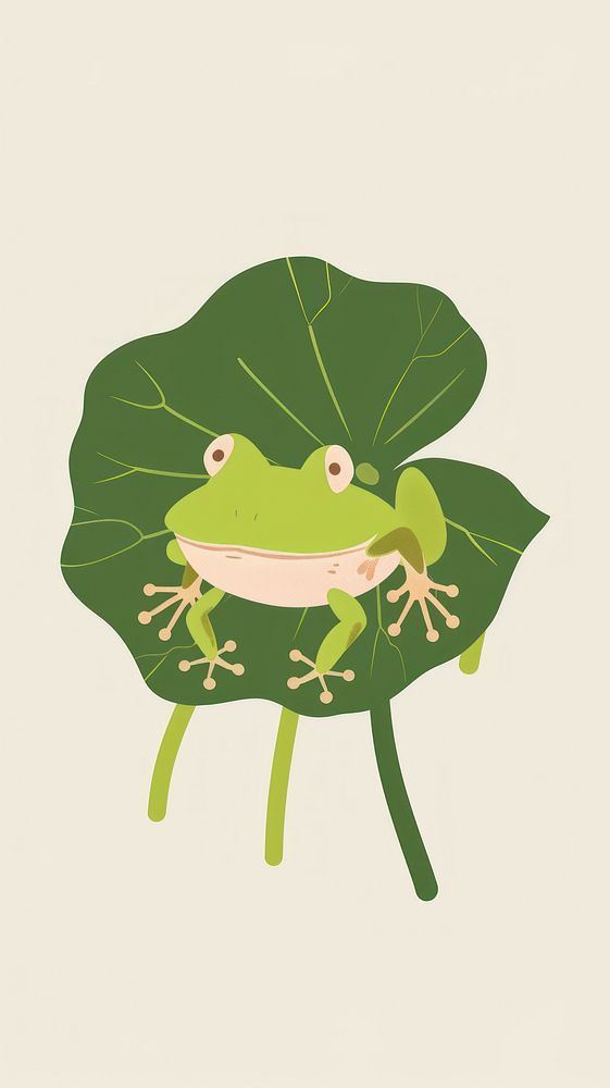 Frog dance on lotus leaf amphibian animal plant.
