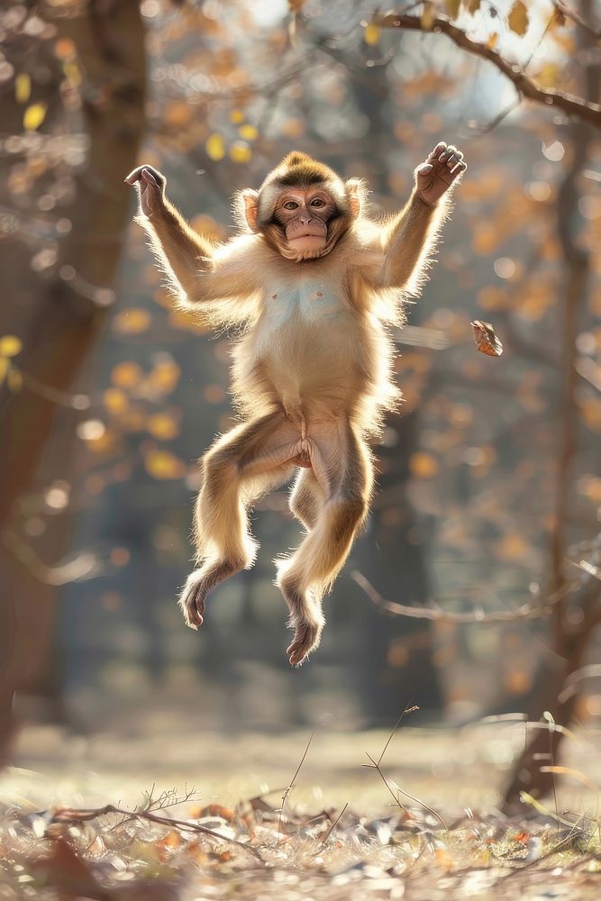 Happy monkey wildlife mammal animal.