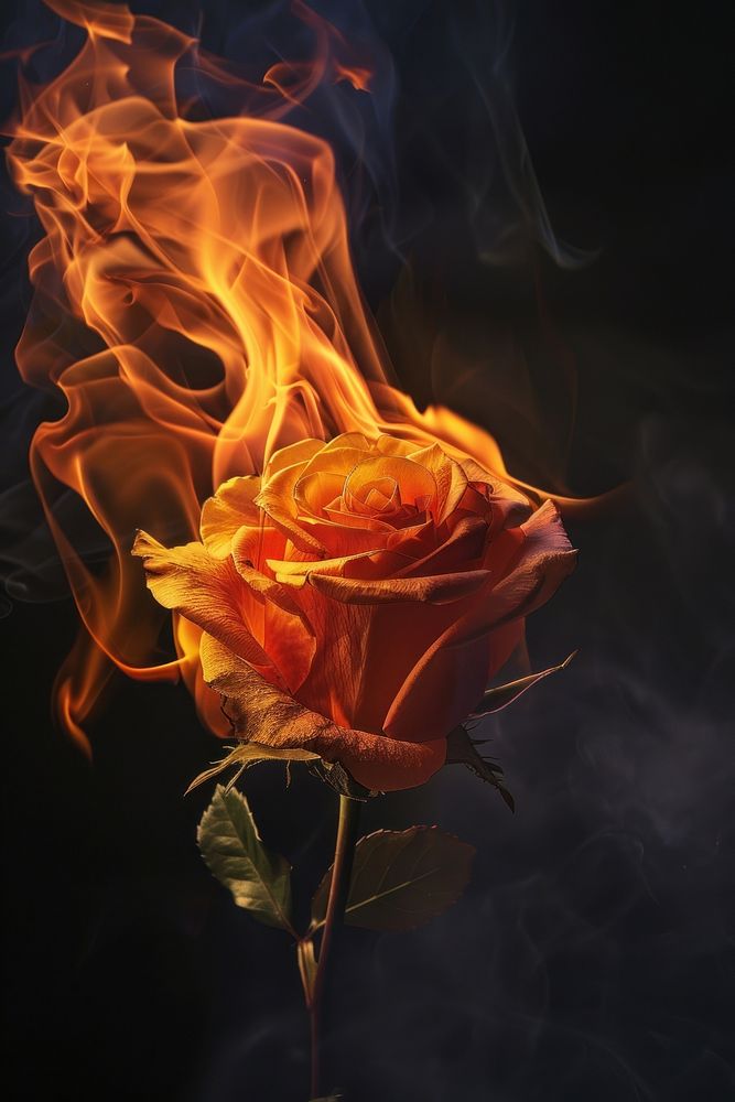 Rose fire flower smoke.