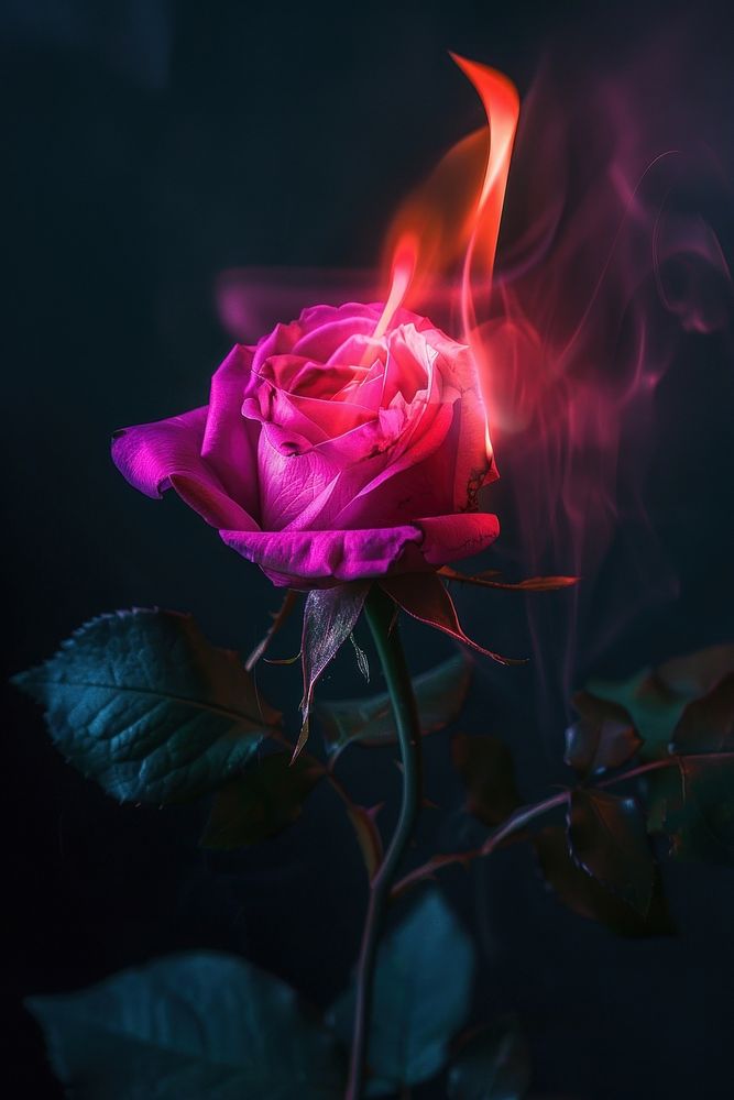 Rose flower plant fire.