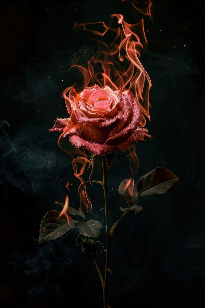 Rose flower plant fire.