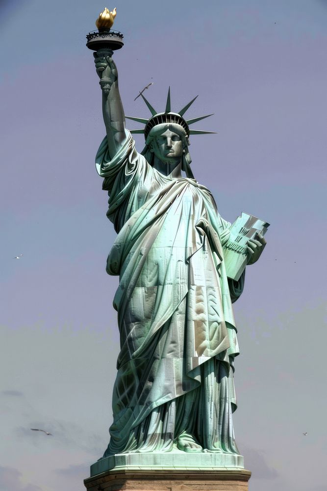 Statue of liberty sculpture landmark blue.