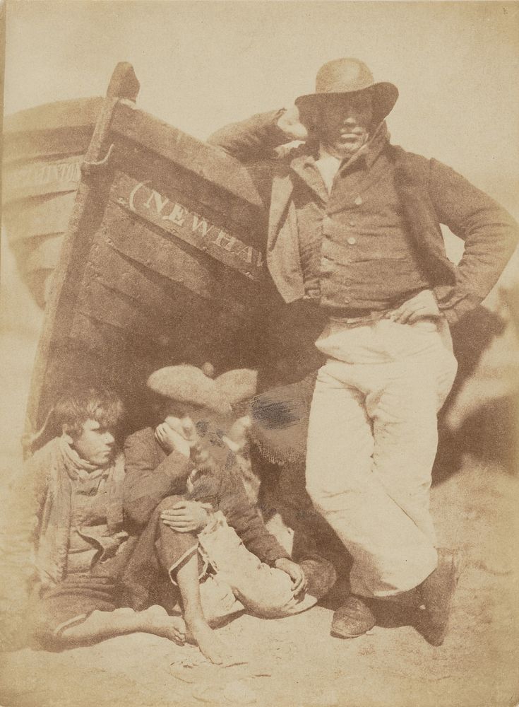 James Linton and three unknown boys by Hill and Adamson