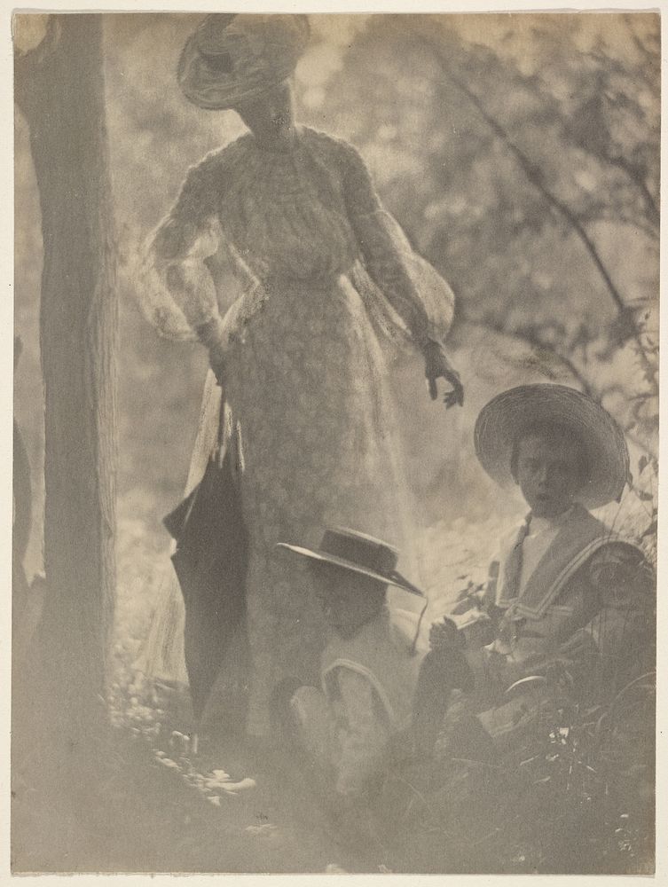 Woman with Two Boys in the Woods by Clarence H White