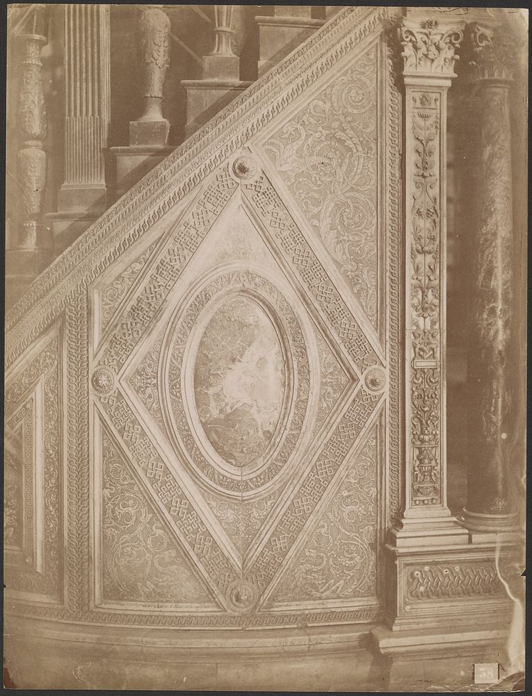 Detail of Renaissance stair, pulpet, Siena by Paolo Lombardi