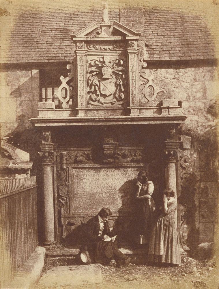 Greyfriars' Churchyard, the Dennistoun Monument with D. O. Hill and His Nieces by Hill and Adamson