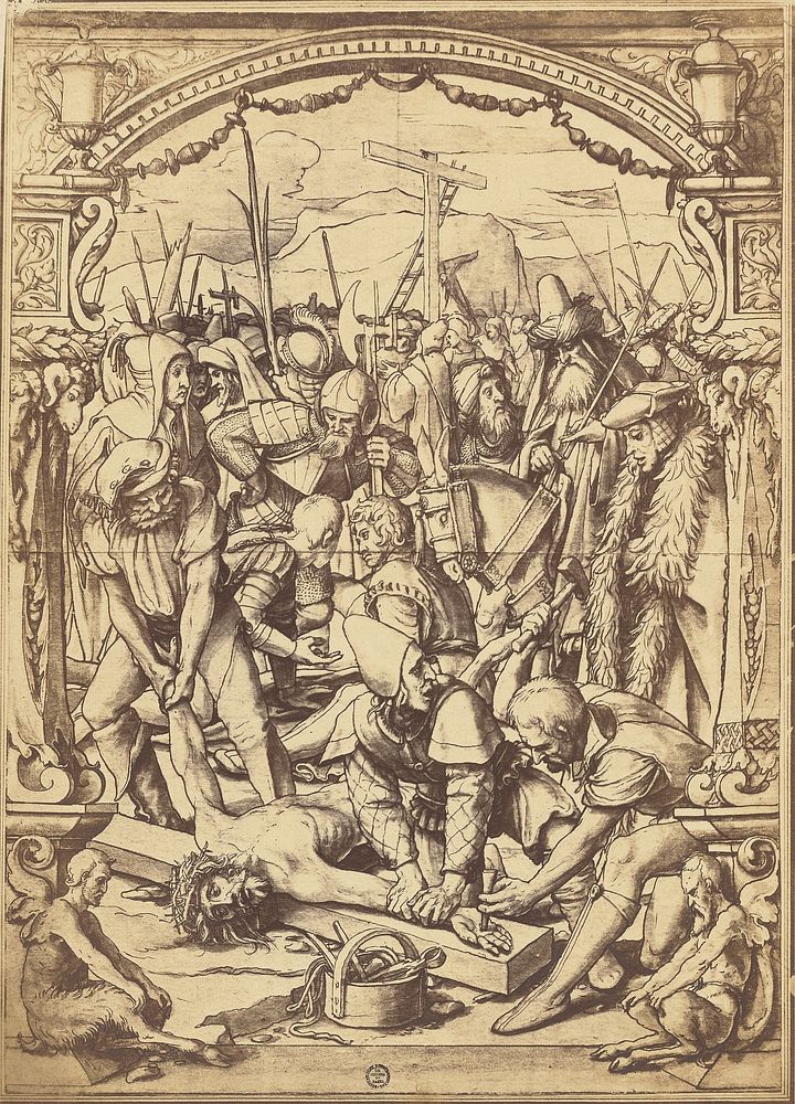 Christus wird ans kreuz Genagelt by Charles Von Bouell
