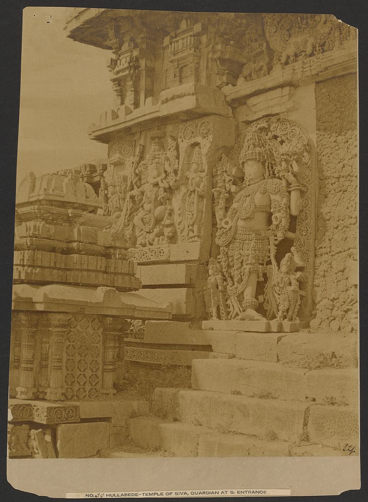 Hullabede - Temple of Siva, Guardian at South Entrance by Capt Linnaeus Tripe