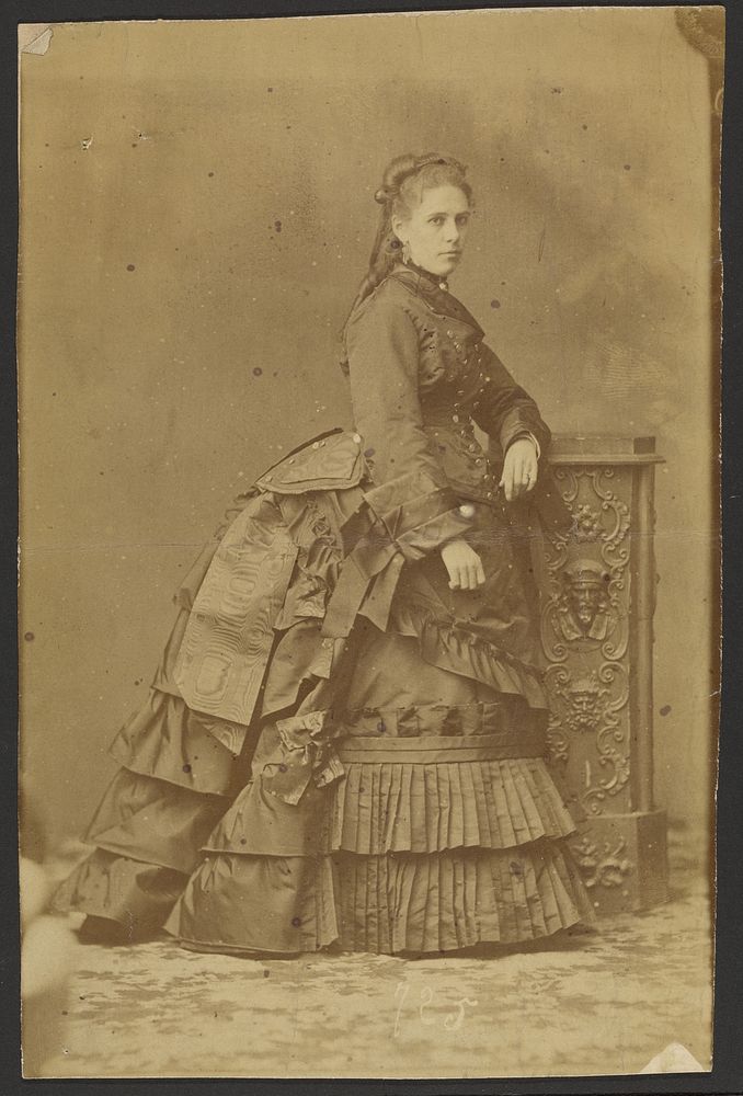 Woman in dress with large bustle