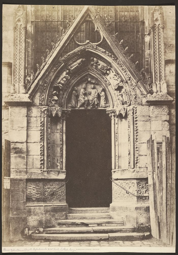 La Porte Rouge. Façade septentrionale de l'Eglise de Notre-Dame. XIIIe siècle. by Louis Désiré Blanquart Evrard