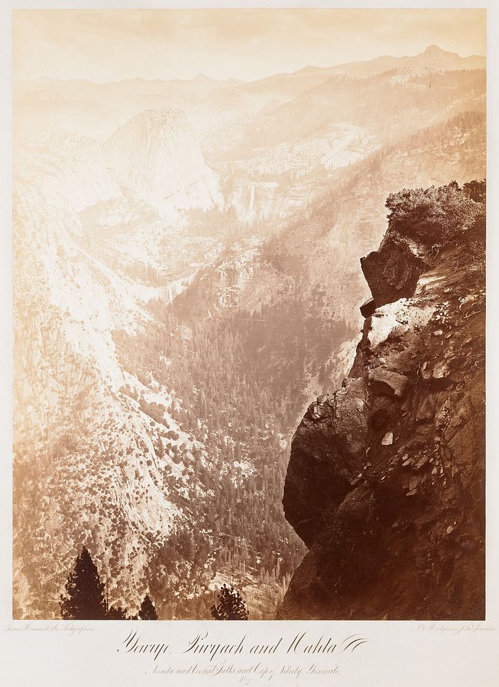 Yowiyi Piwack and Mahla, Nevada and Vernal Falls and Cap of Liberty, Yosemite by Thomas Houseworth and Company, Carleton…