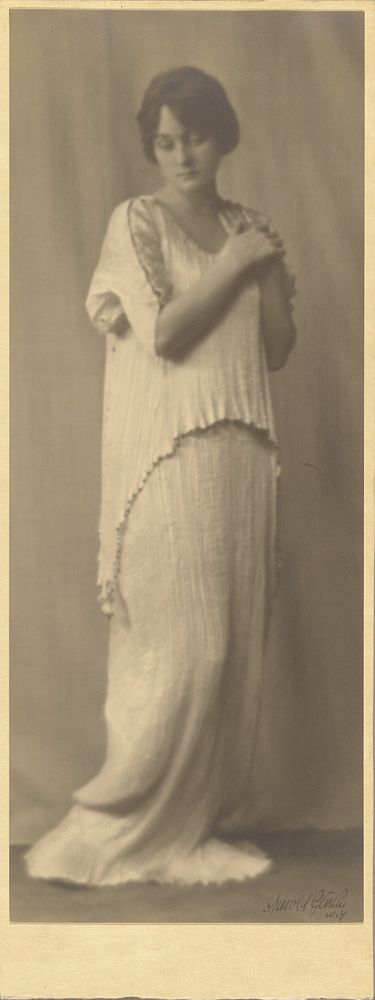 Woman Wearing a Fortuny Dress by Arnold Genthe