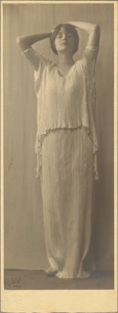 Woman Wearing a Fortuny Dress by Arnold Genthe