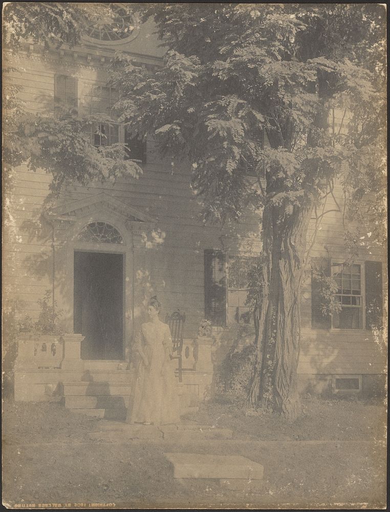 Samuel Wagstaff's Stepmother's Sister in Front of General Strong's House, Vergennes, Vermont by Wallace Nutting