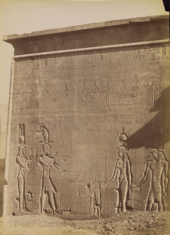 Dendera, Exterior of the Temple with Cleopatra] / [Denderah, Exterieur du Temple avec la Cleopatra by Antonio Beato